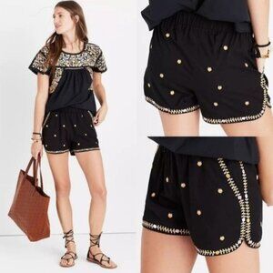 Madewell Women’s Black Embroidered Springtime Pull On Shorts Size XXS